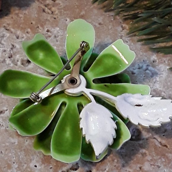 Vintage Retro late 60s early 70s Large Enameled Metal Brooch Pin - Picture 5 of 7